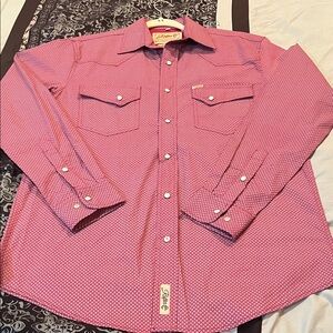 RAFTER C Pink Micro-Print Western Button-Down Shirt